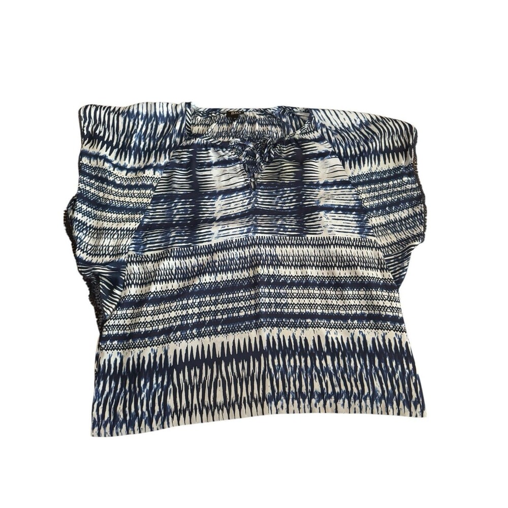 A.N.A  Blouse Blue Short Sleeve Blue Pattern Flowy Polyester‎